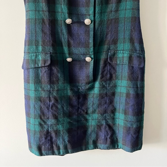 Tommy Hilfiger Vintage Plaid Wool Sheath Dress Green Sleeveless B - Picture 7 of 11
